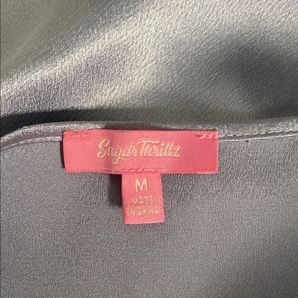 Sugar Trillz Sequin Embellished Blue Dress Size M - Picture 6 of 7